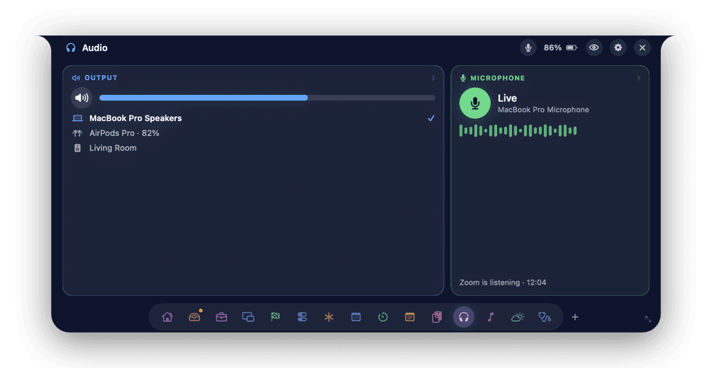 The Audio page