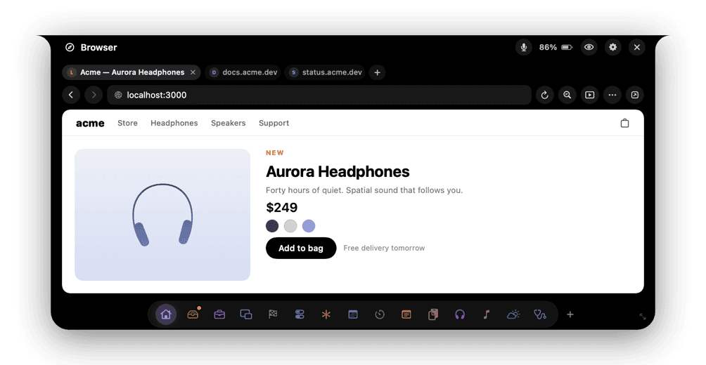 The Browser page