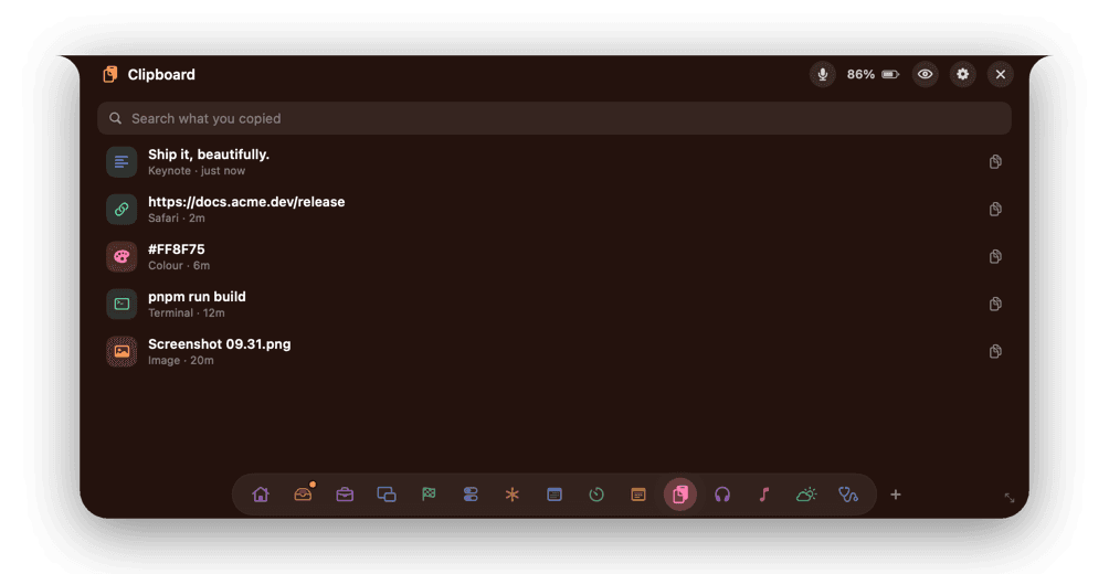 The Clipboard page