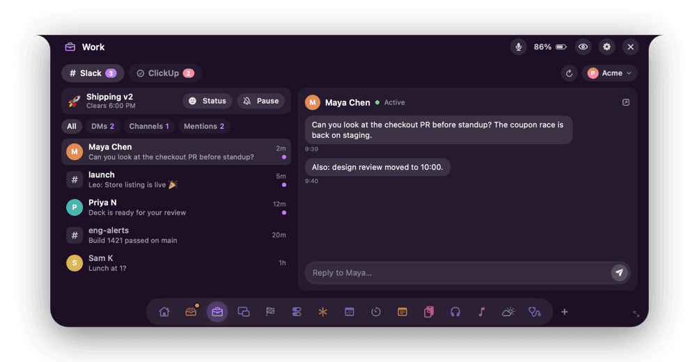 The Work page
